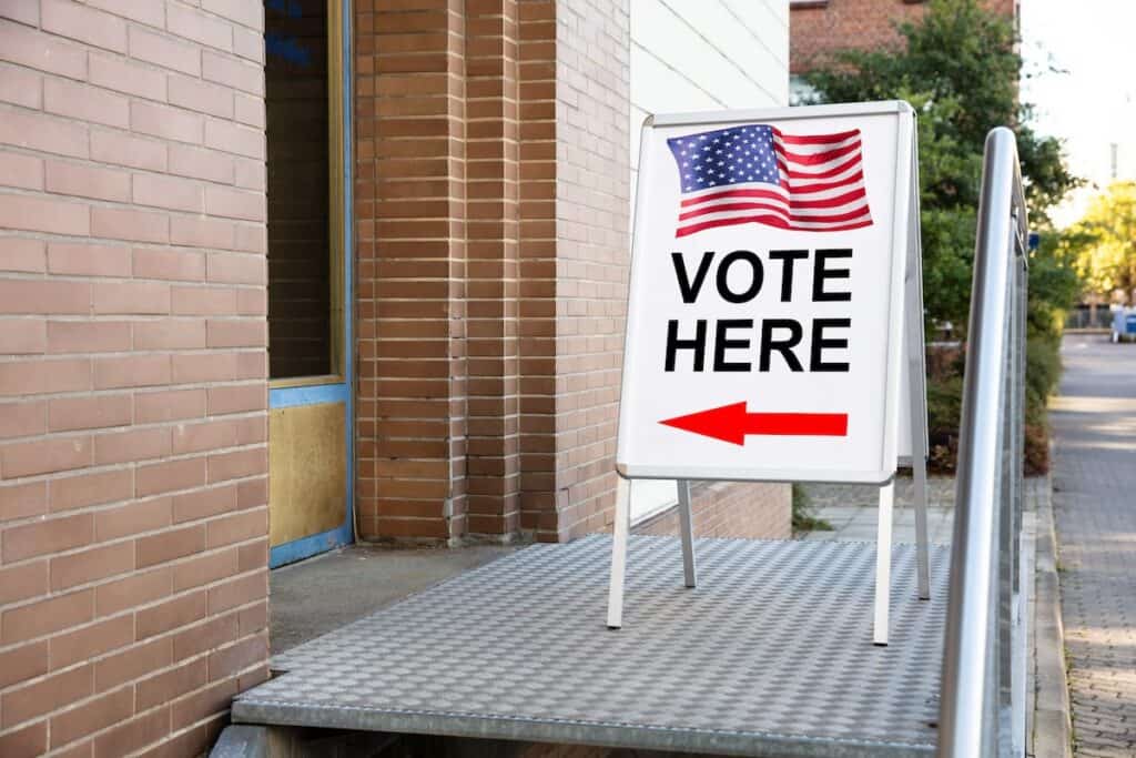 Voter Here sign