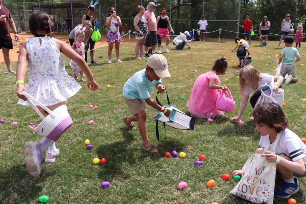 children at Easter Egg hunt
