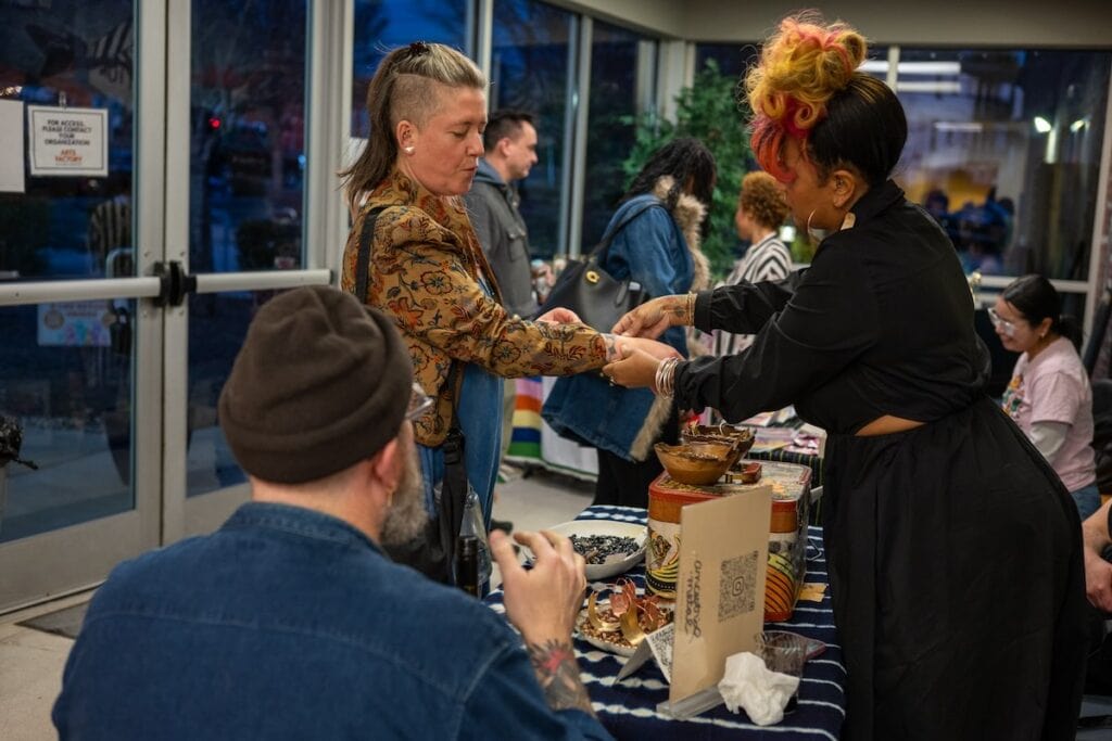 Shopping at arts market