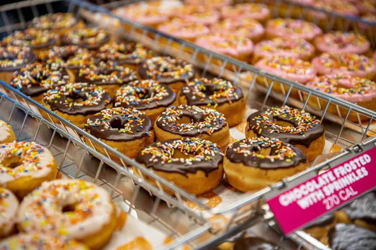 Donut case at Dunkin'