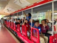 kids on train