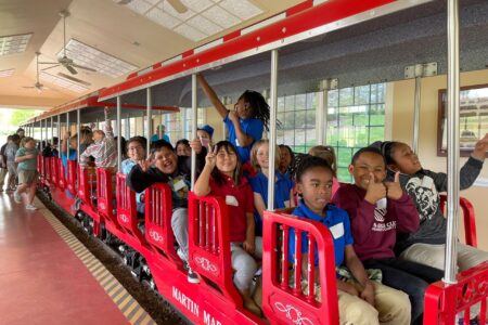 kids on train