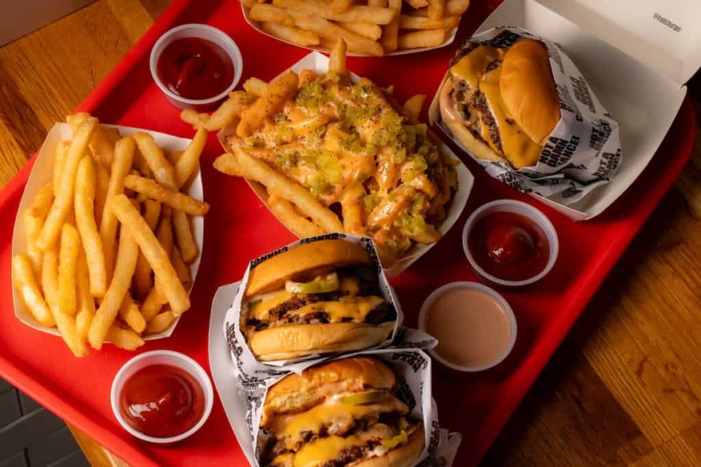2 burgers and fixings
