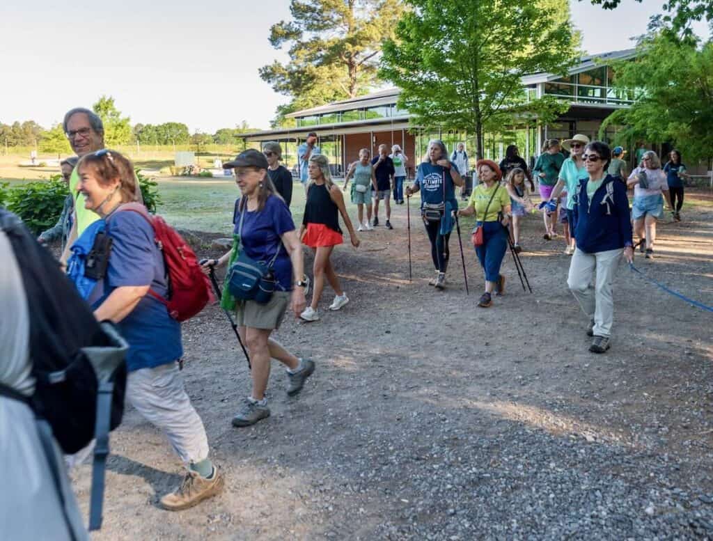 people on a group hike