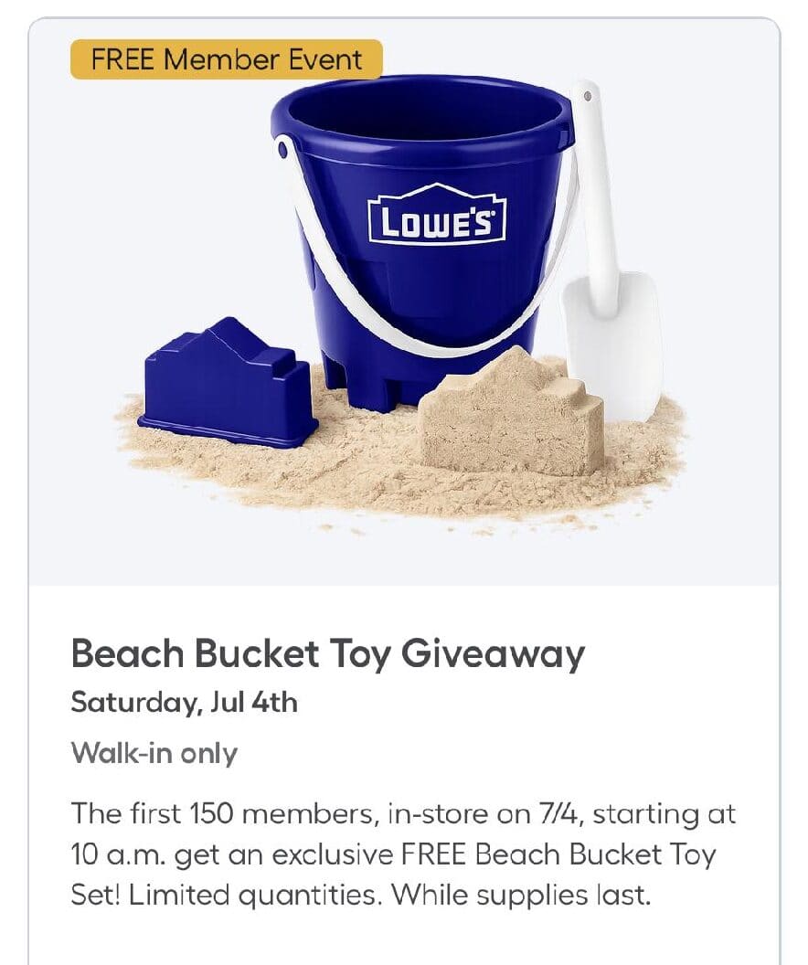 Lowe’s gives away free Beach Bucket Set on July 4th – Charlotte On The Cheap