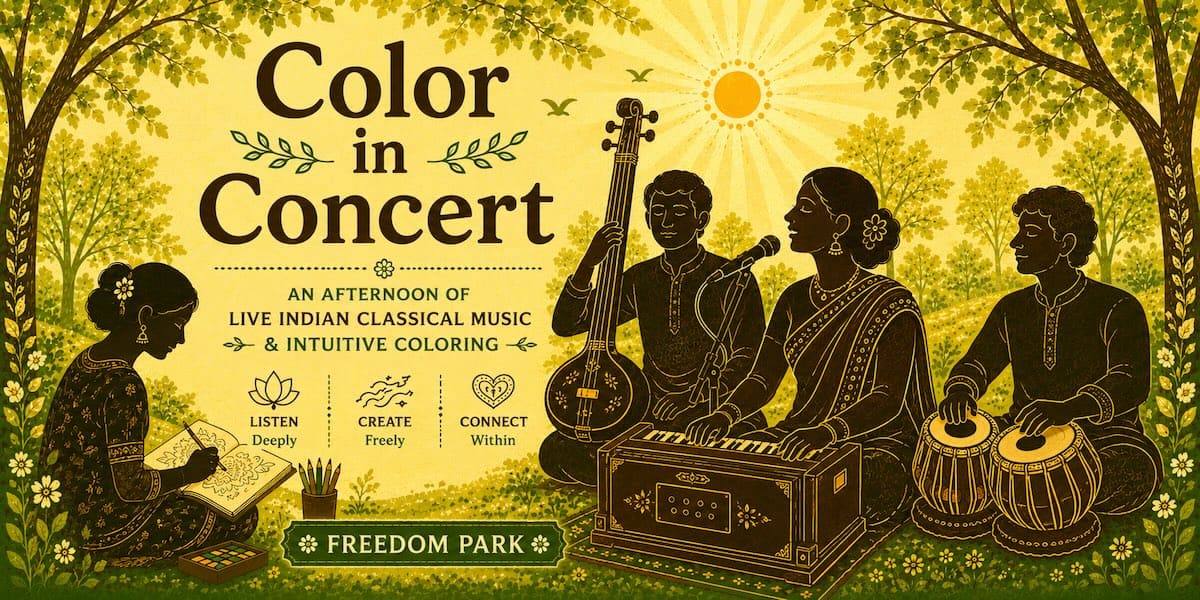 Color in Concert: An afternoon of live Indian classical music and intuitive coloring