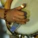 closeup of a banjo being played