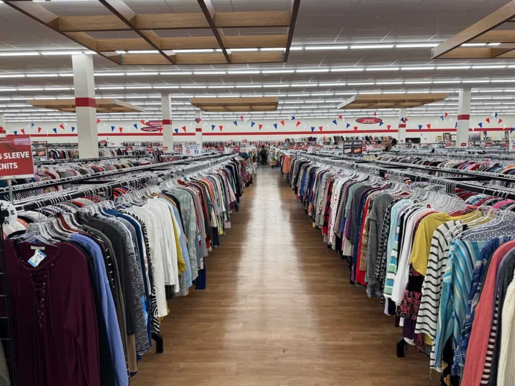 racks of clothes