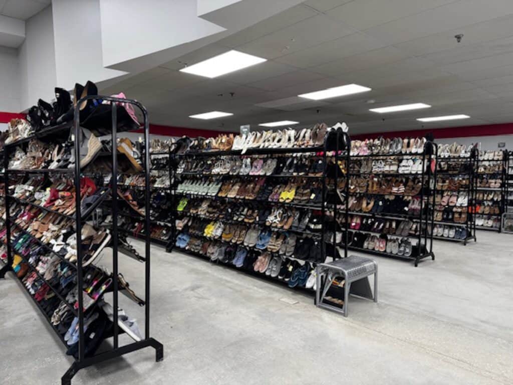 racks of shoes