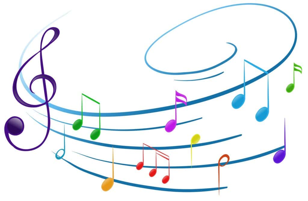 Illustration of the musical notes on a white background