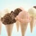 Multiple cones of ice cream against a blank background