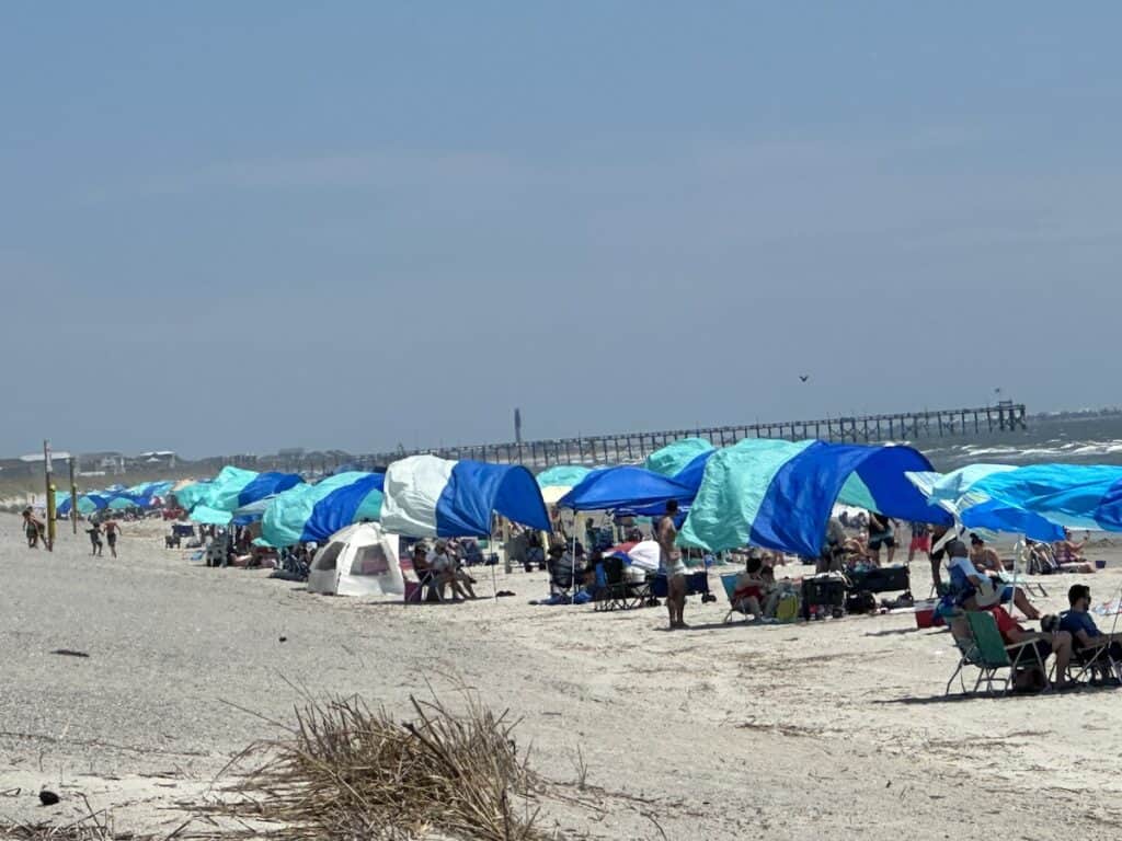 row of Shibumi Shades on beach in North Carolina