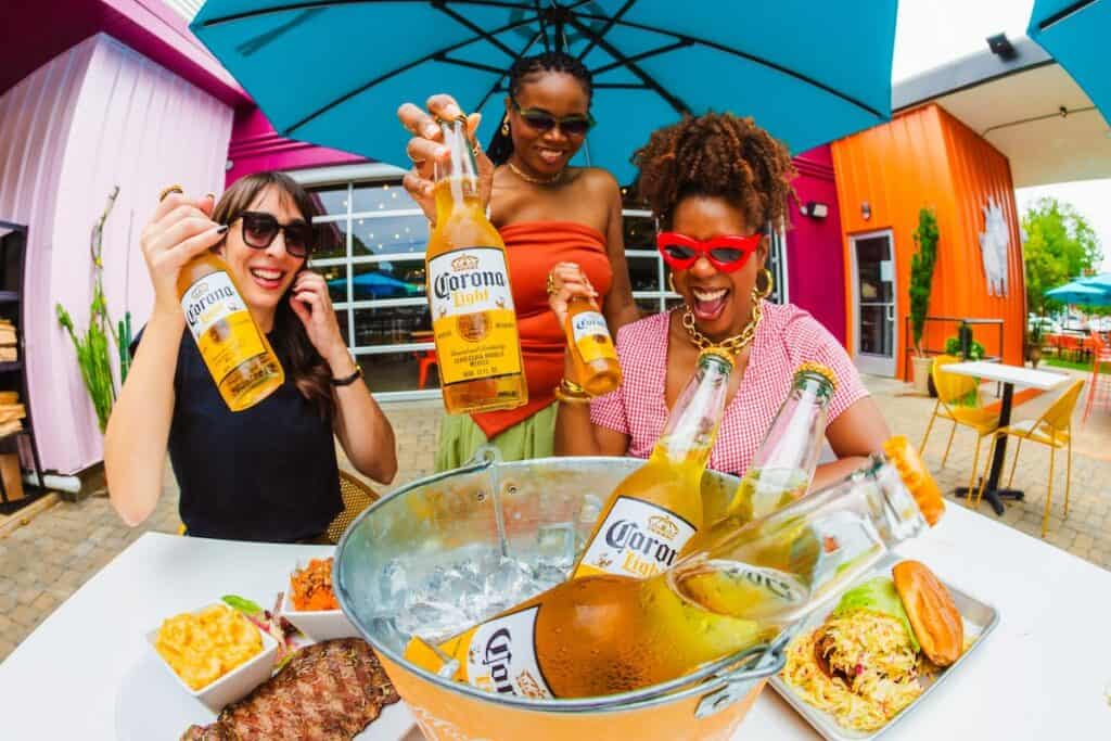 people with Coronas having a good time