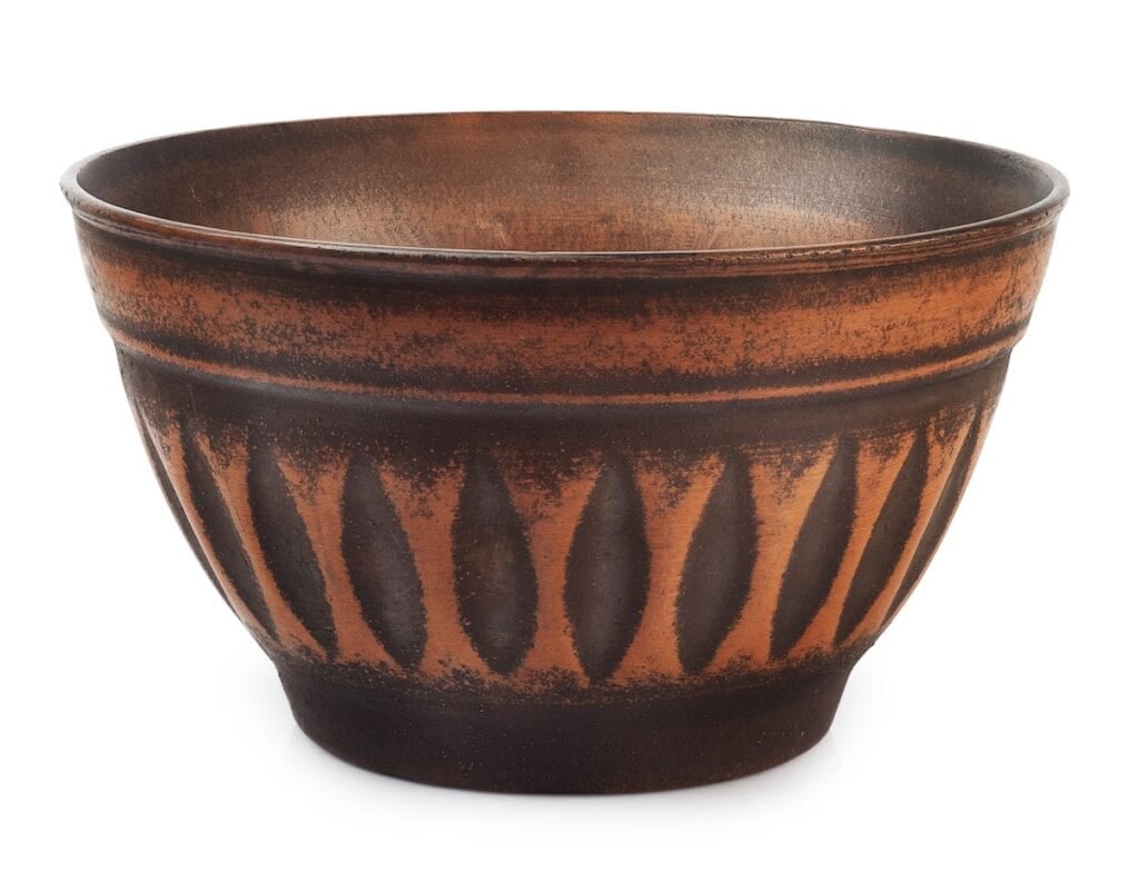 brown clay bowl