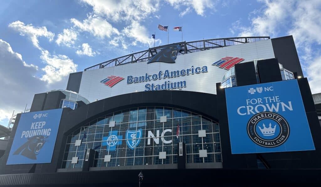 Outside of Bank of America Stadium in Charlotte