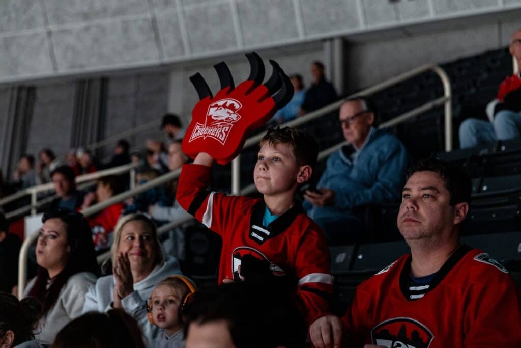 Fans at a Charlotte Checkers game