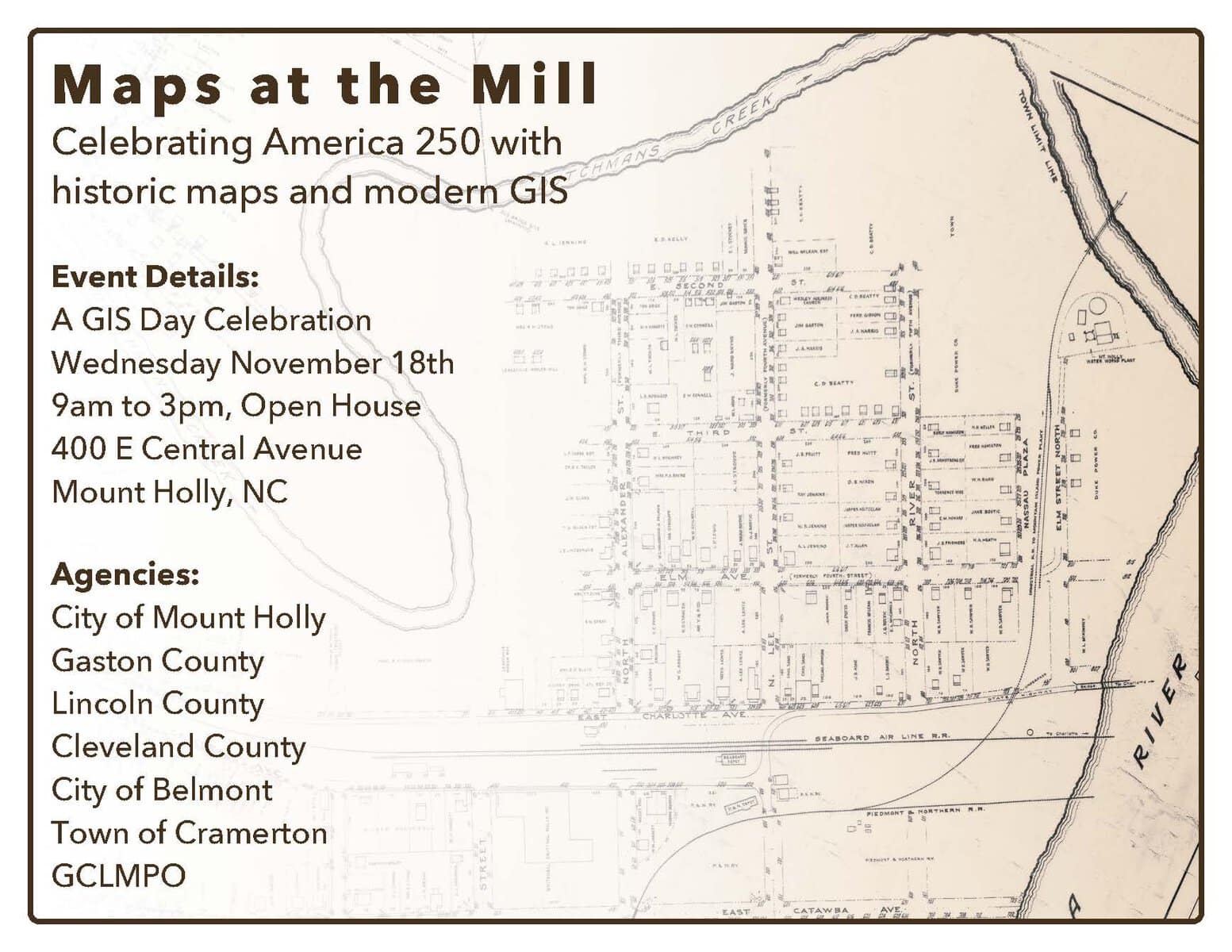 Maps at the Mill — GIS Day Celebration in Mount Holly Nov. 18